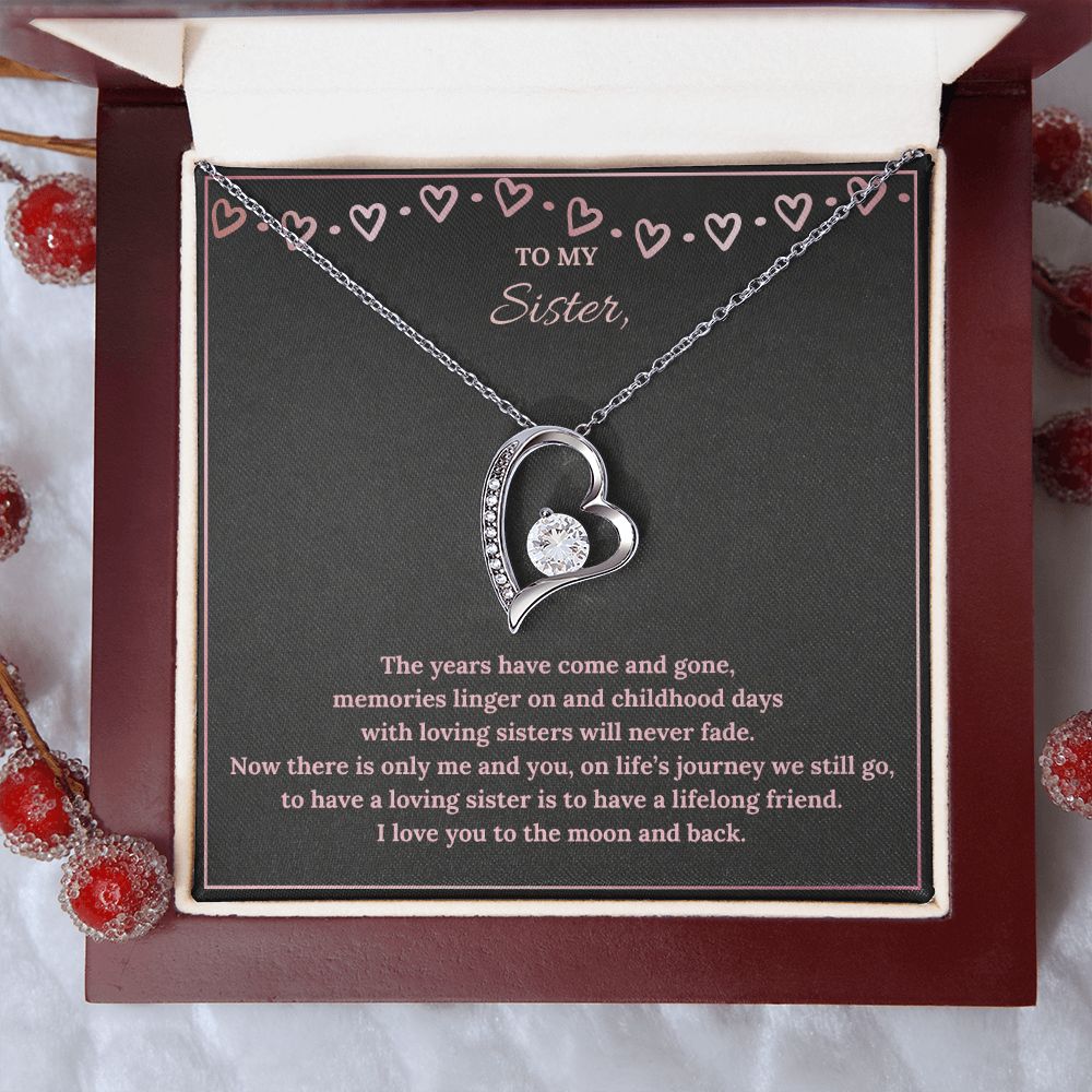 To My Sister To The Moon & Back Forever Love Necklace
