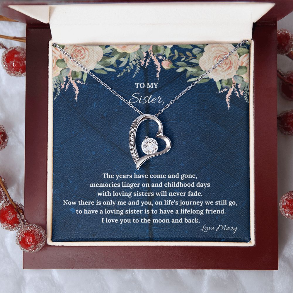 To My Sister To The Moon & Back Forever Love Necklace