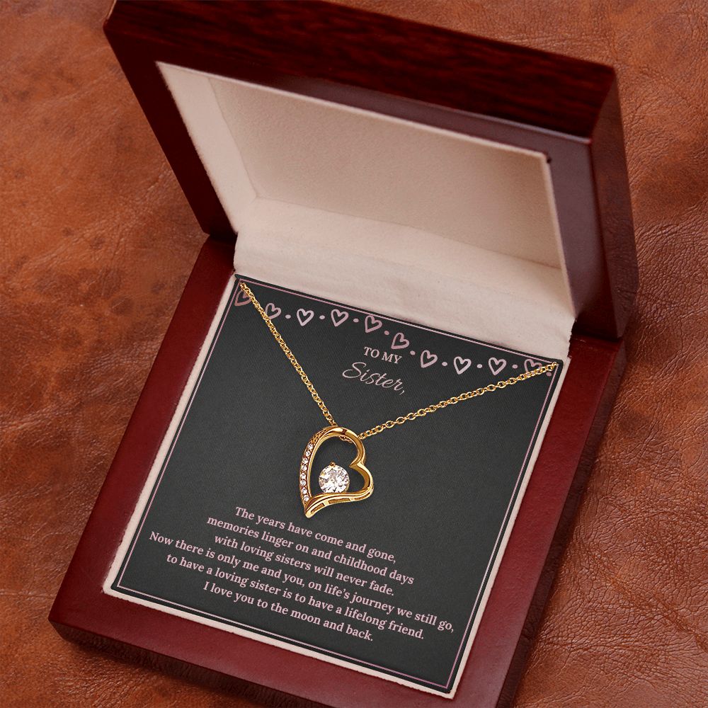 To My Sister To The Moon & Back Forever Love Necklace