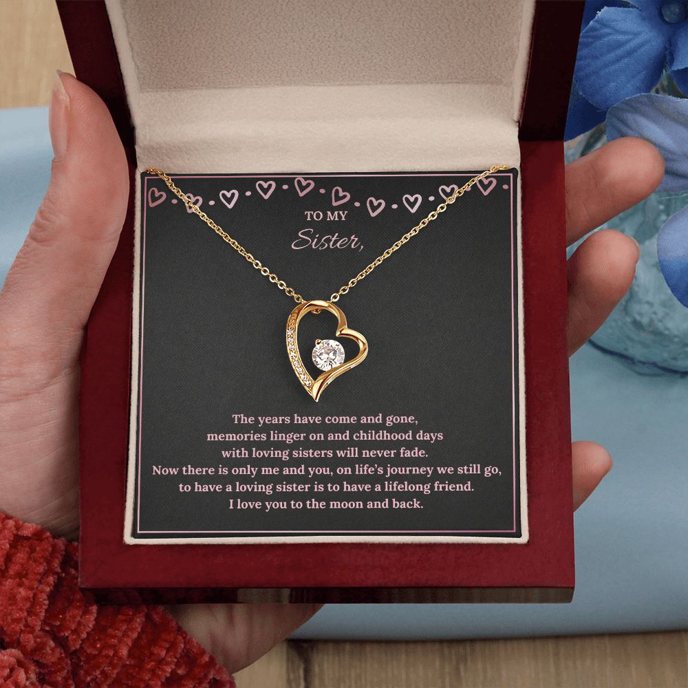 To My Sister To The Moon & Back Forever Love Necklace