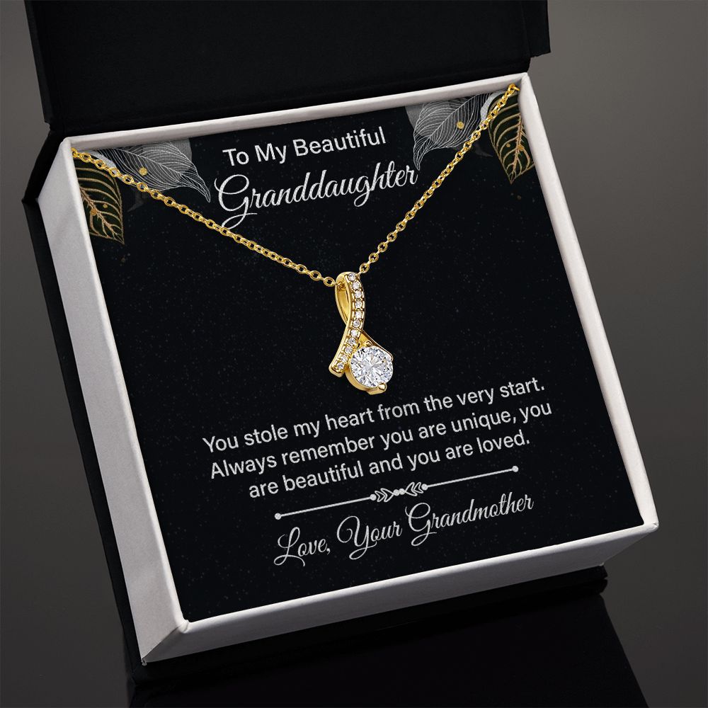 To My Beautiful Granddaughter You Stole My Heart Alluring Beauty Necklace