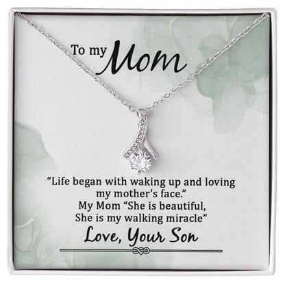 To My Mom She is My Walking Miracle Alluring Beauty Necklace