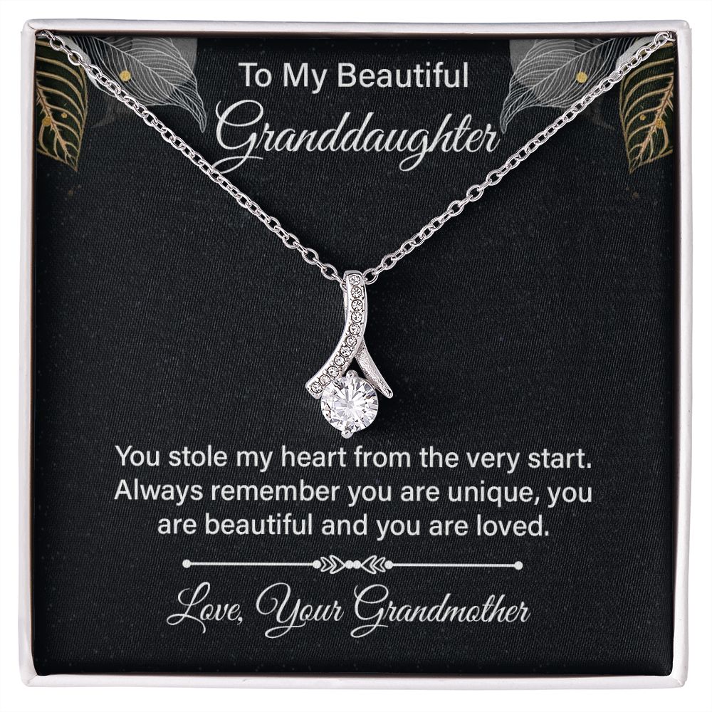 To My Beautiful Granddaughter You Stole My Heart Alluring Beauty Necklace