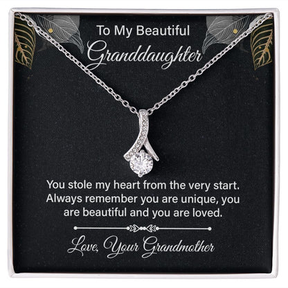 To My Beautiful Granddaughter You Stole My Heart Alluring Beauty Necklace