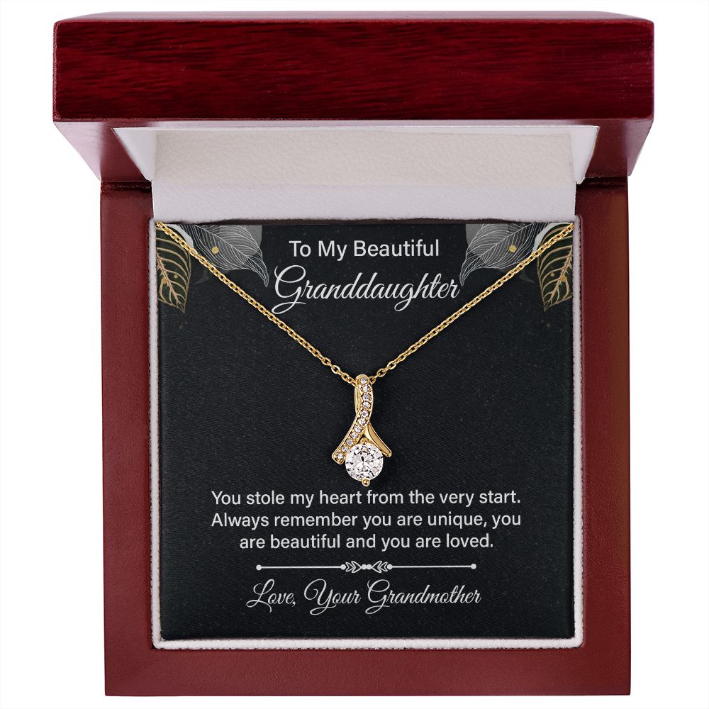 To My Beautiful Granddaughter You Stole My Heart Alluring Beauty Necklace