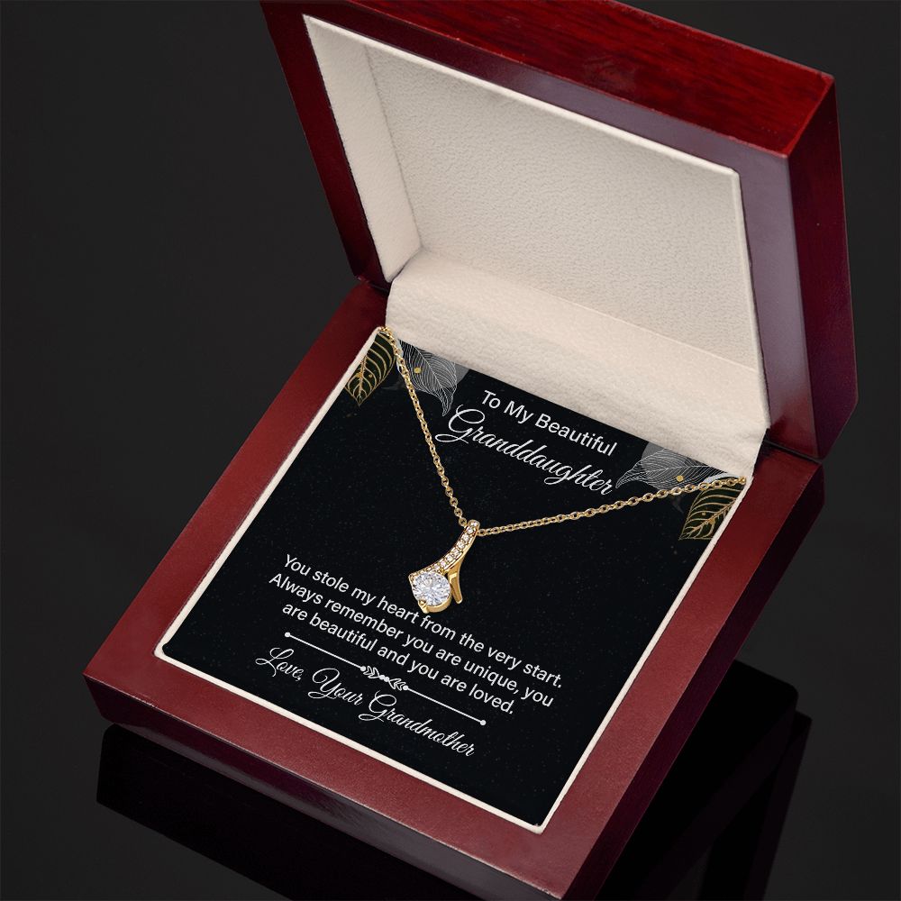 To My Beautiful Granddaughter You Stole My Heart Alluring Beauty Necklace