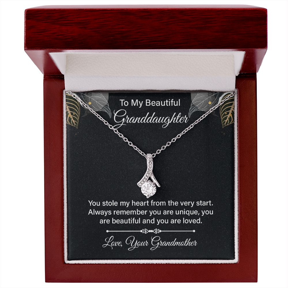 To My Beautiful Granddaughter You Stole My Heart Alluring Beauty Necklace