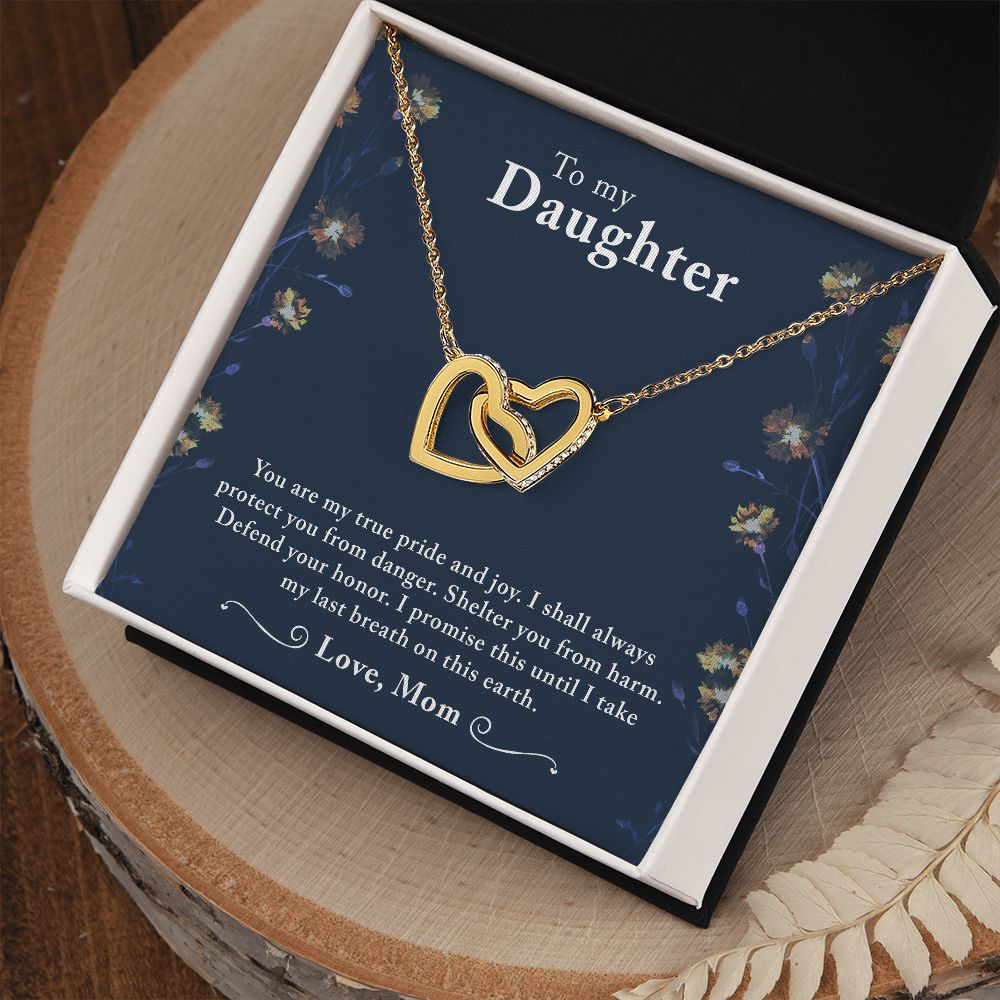 To My Daughter- You are My Pride & Joy Interlocking Hearts Necklace