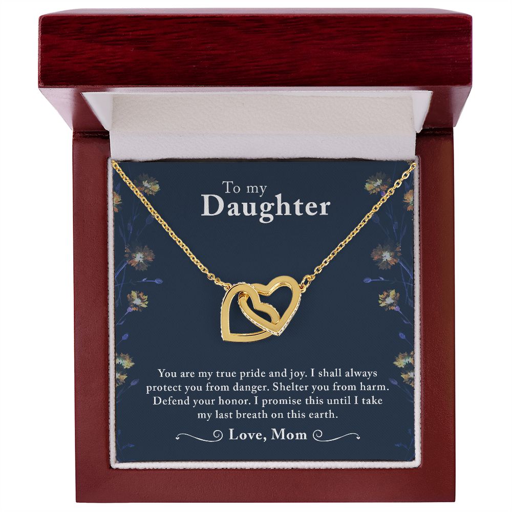 To My Daughter- You are My Pride & Joy Interlocking Hearts Necklace