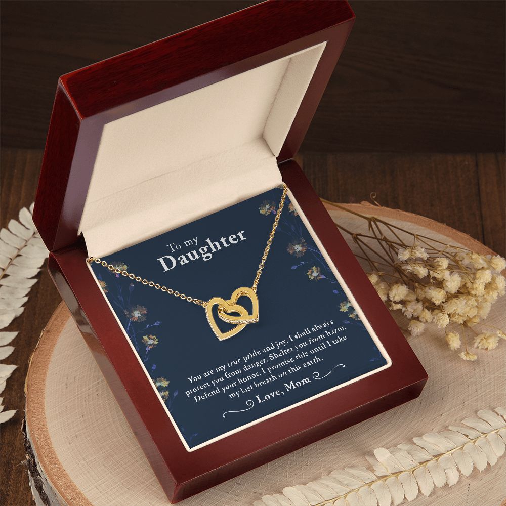 To My Daughter- You are My Pride & Joy Interlocking Hearts Necklace