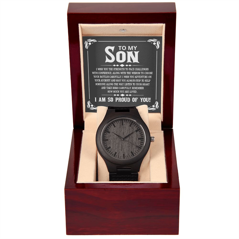 To My Son Proud Of You Wooden Watch