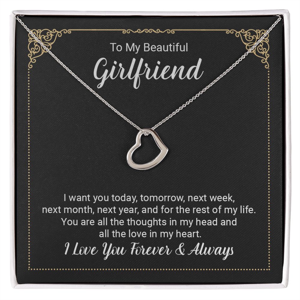To My Beautiful Girlfriend Delicate Heart Necklace