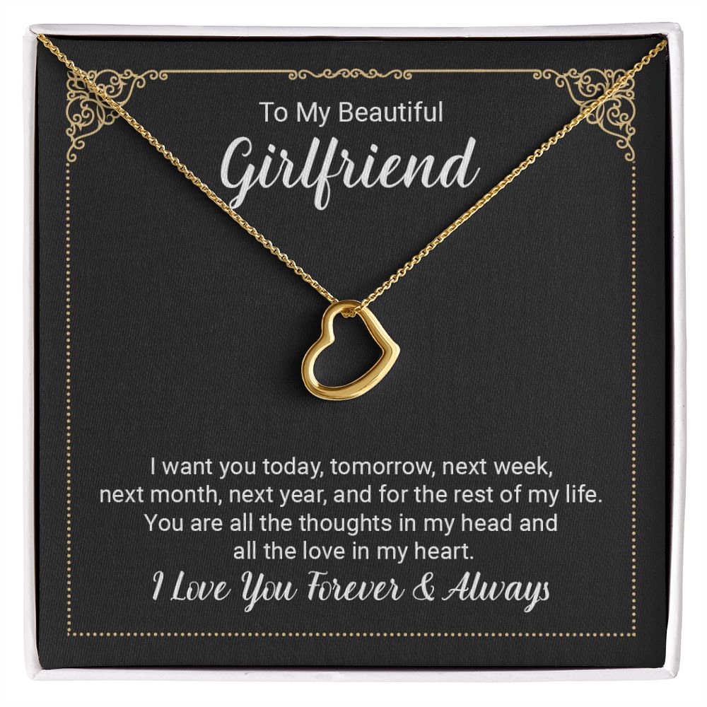 To My Beautiful Girlfriend Delicate Heart Necklace