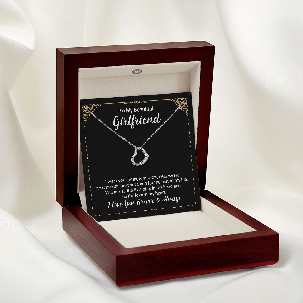 To My Beautiful Girlfriend Delicate Heart Necklace