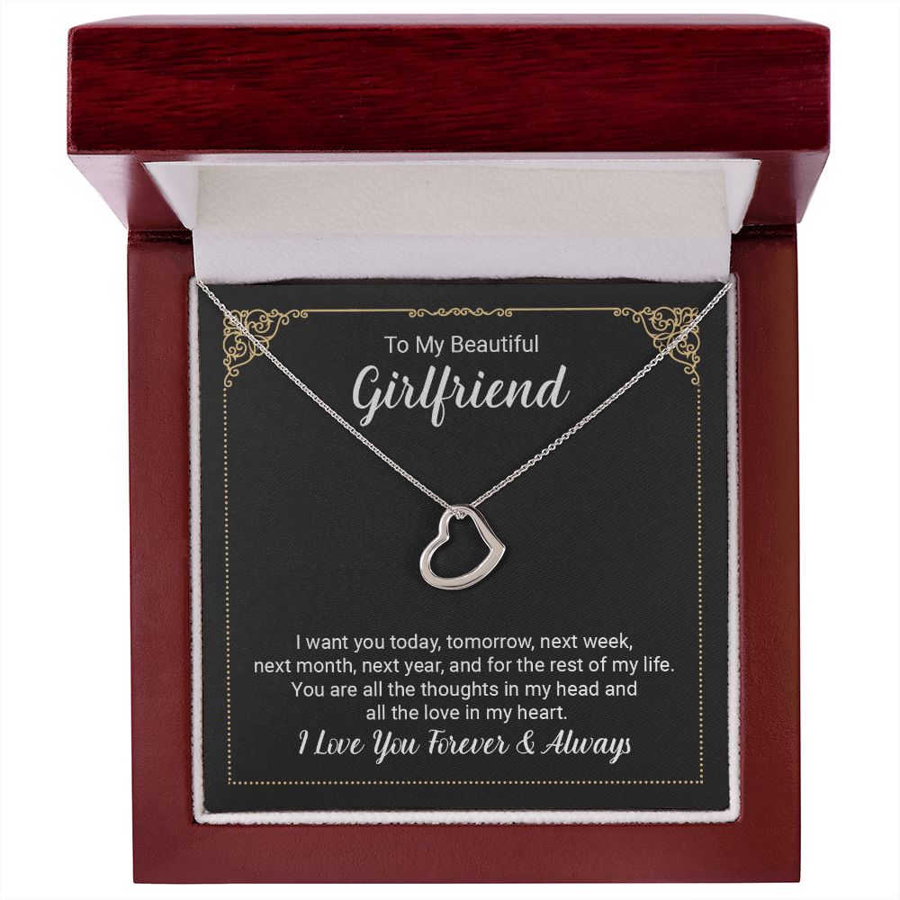 To My Beautiful Girlfriend Delicate Heart Necklace