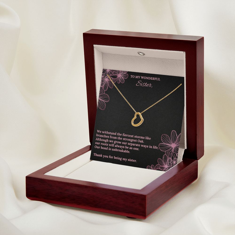 To My Wonderful Sister Delicate Heart Necklace