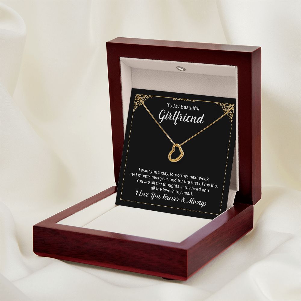 To My Beautiful Girlfriend Delicate Heart Necklace