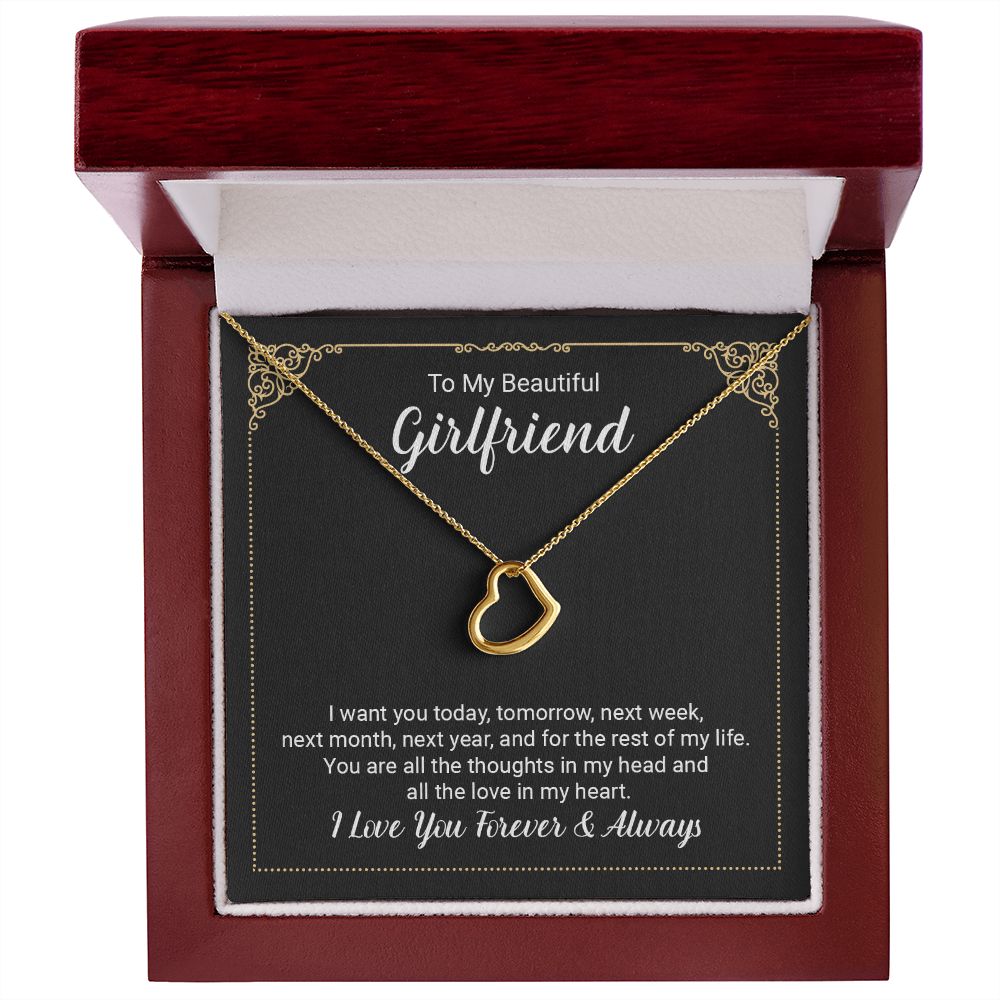 To My Beautiful Girlfriend Delicate Heart Necklace