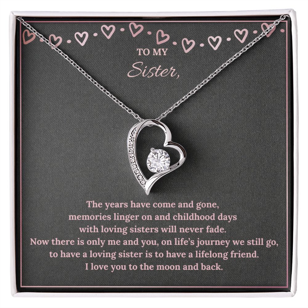 To My Sister To The Moon & Back Forever Love Necklace