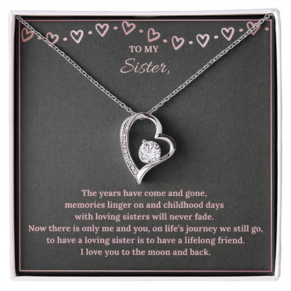 To My Sister To The Moon & Back Forever Love Necklace