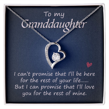 To My Granddaughter Love You for the Rest of Mine Forever Love Necklace