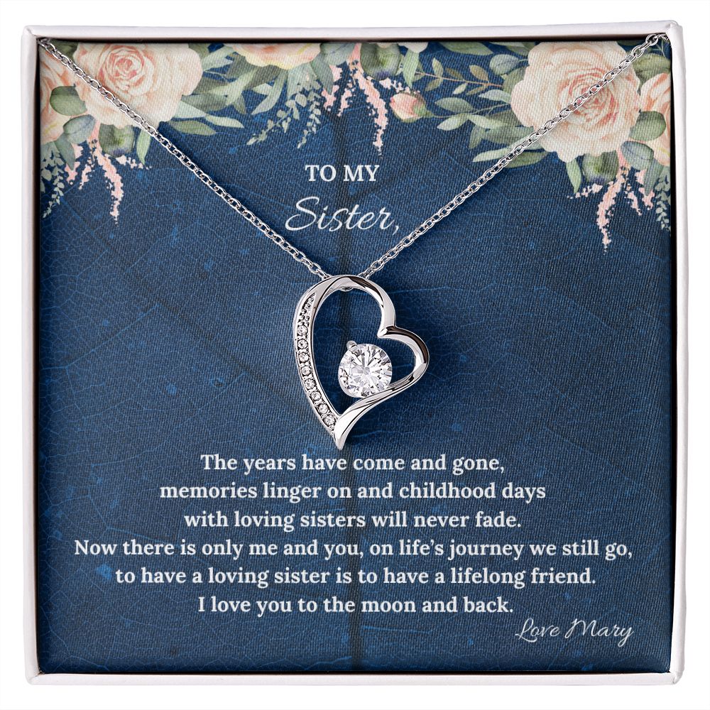 To My Sister To The Moon & Back Forever Love Necklace