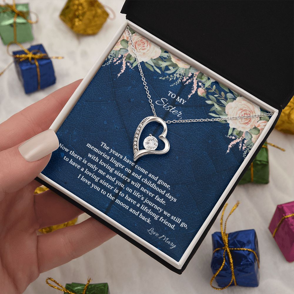 To My Sister To The Moon & Back Forever Love Necklace