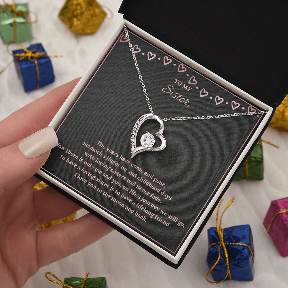 To My Sister To The Moon & Back Forever Love Necklace