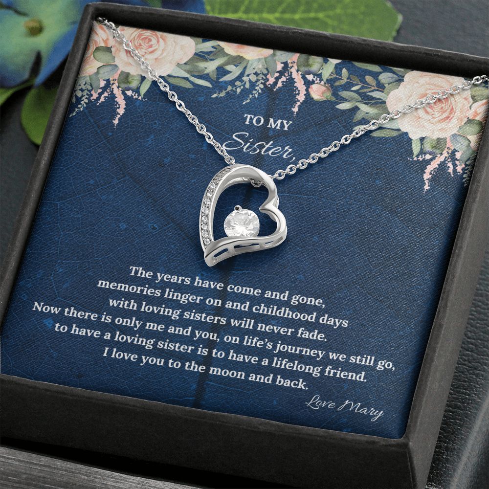 To My Sister To The Moon & Back Forever Love Necklace