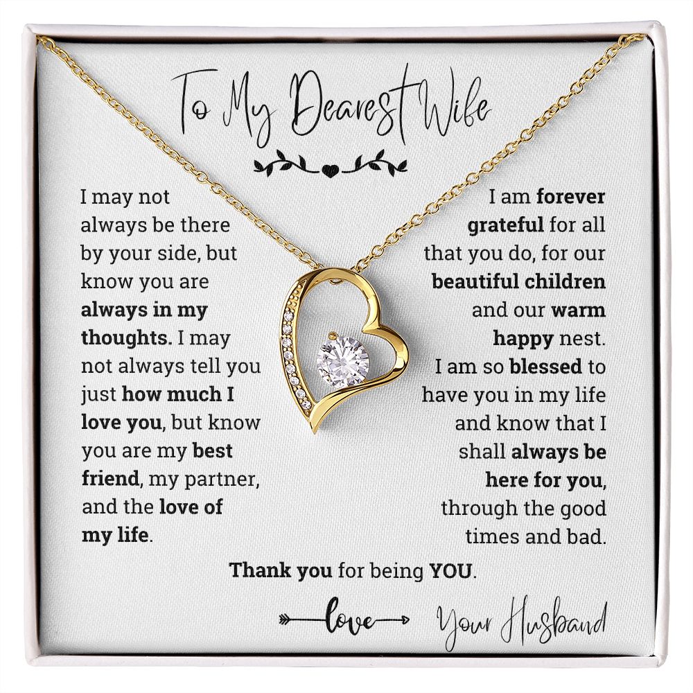 To My Dearest Wife Thank You For Being You Forever Love Necklace