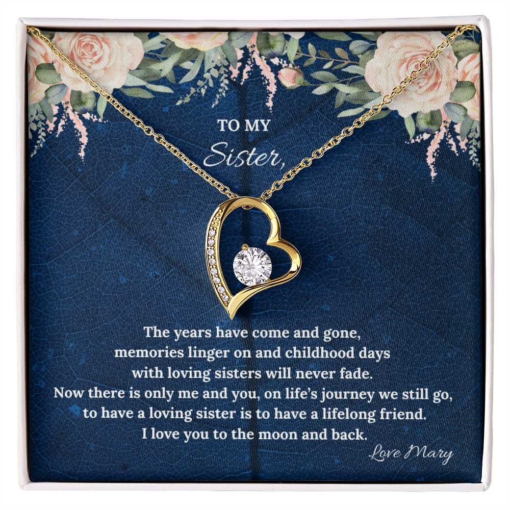 To My Sister To The Moon & Back Forever Love Necklace