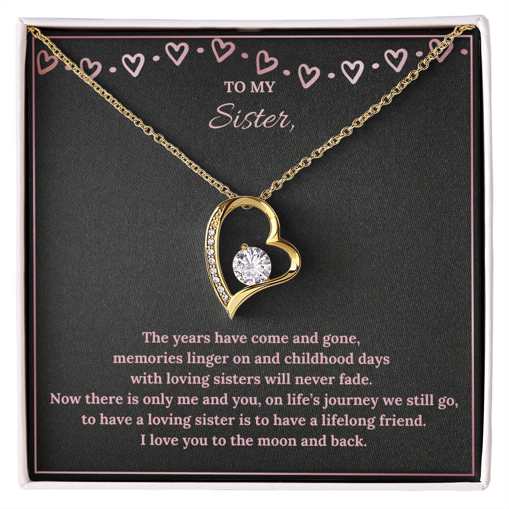 To My Sister To The Moon & Back Forever Love Necklace