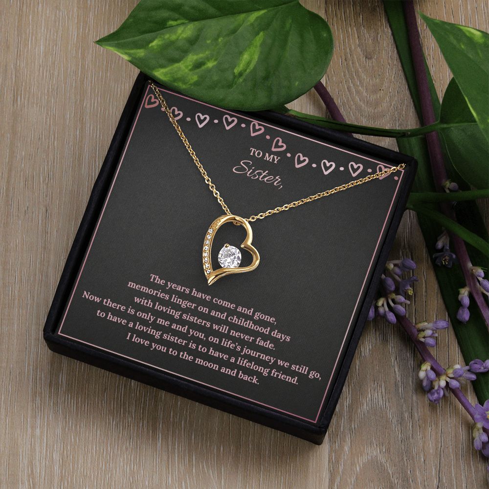 To My Sister To The Moon & Back Forever Love Necklace