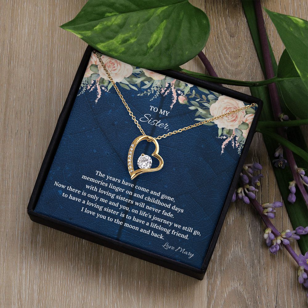 To My Sister To The Moon & Back Forever Love Necklace
