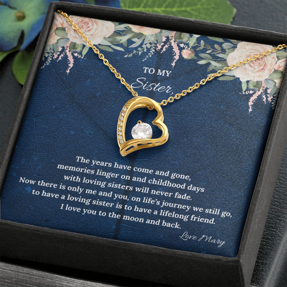 To My Sister To The Moon & Back Forever Love Necklace